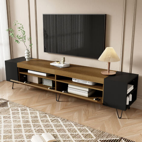 Mueble de TV de 180 cm en color negro y efecto madera
