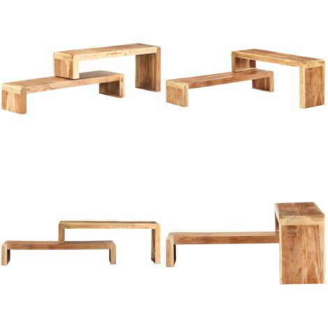 Mueble de TV de 2 piezas de madera maciza de acacia - Mueble de madera - Acacia