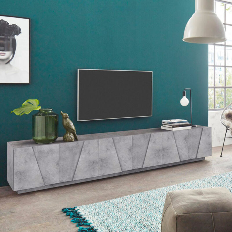 

Mueble de TV de 6 puertas y 3 estantes de diseño moderno Ping Low XL Concrete