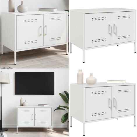 Mueble de TV de acero blanco 68x39x50,5 cm - Acero - Muebles industriales