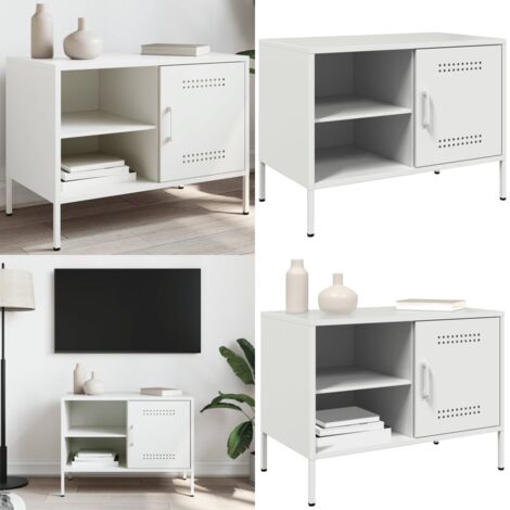 Mueble de TV de acero blanco 68x39x50,5 cm - Mueble industrial - Acero