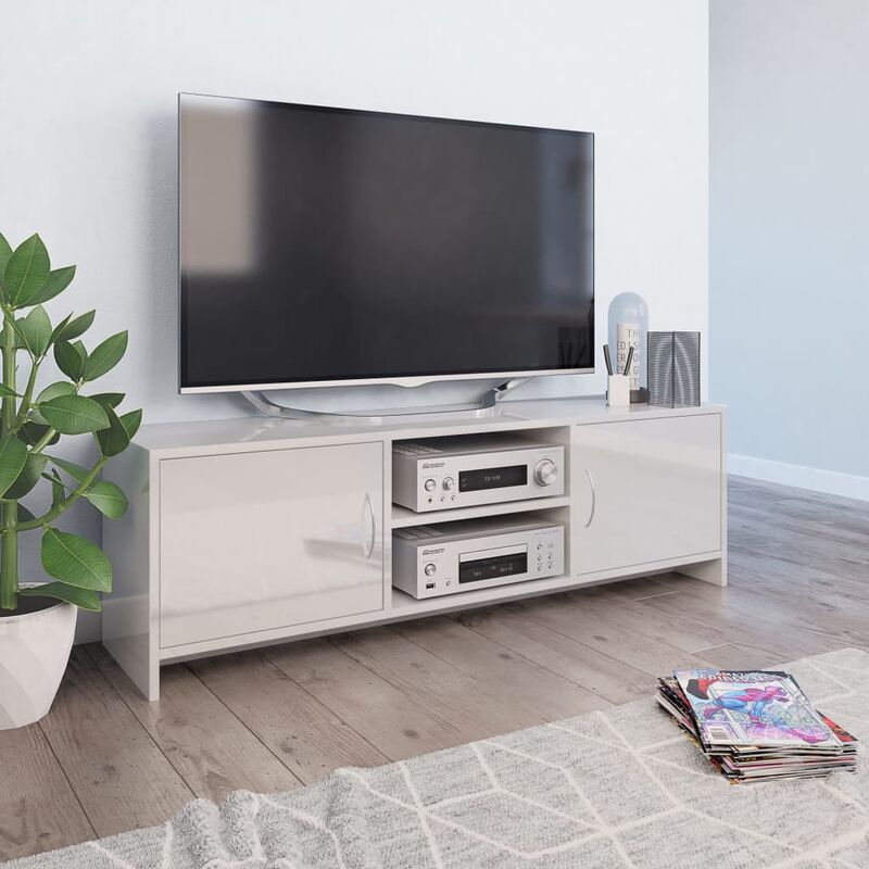 

Mueble de TV de aglomerado blanco brillante 120x30x37,5 cm - Blanco