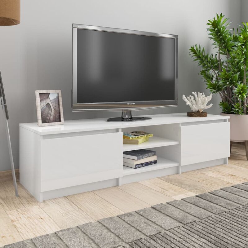 

Mueble de TV de aglomerado blanco brillante 140x40x35,5 cm - Blanco