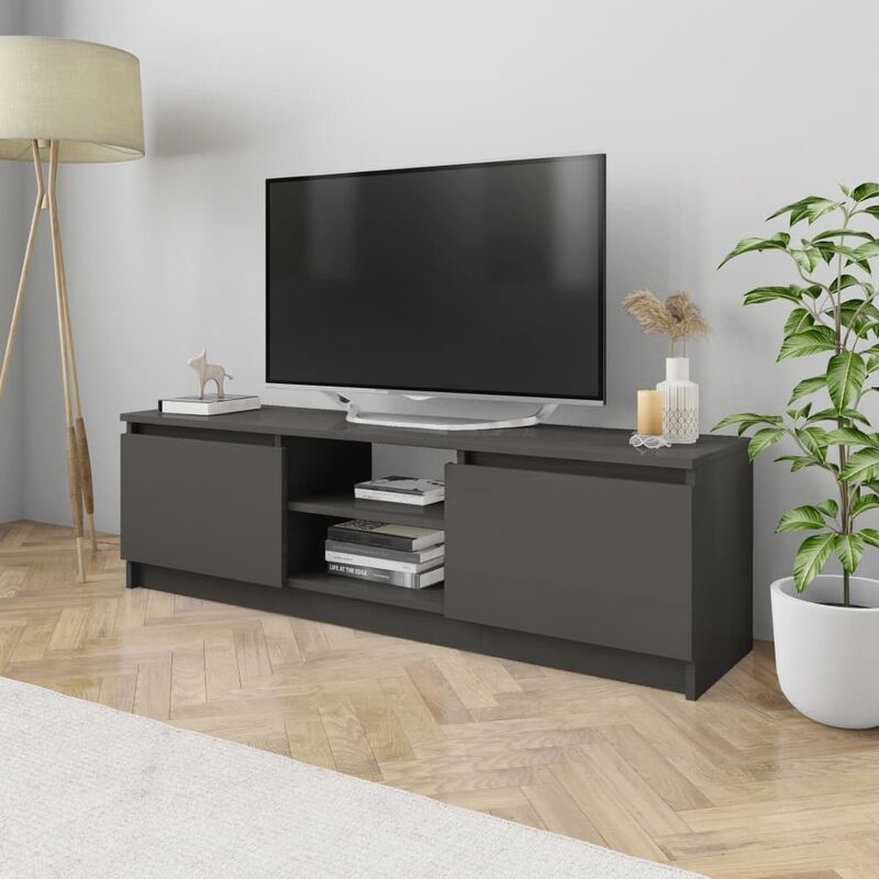 

Mueble de TV de aglomerado gris brillante 120x30x35,5 cm - Gris