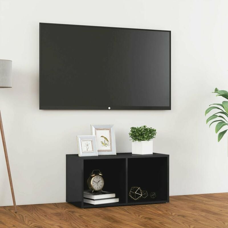 

Mueble de TV de aglomerado gris brillante 72x35x36,5 cm