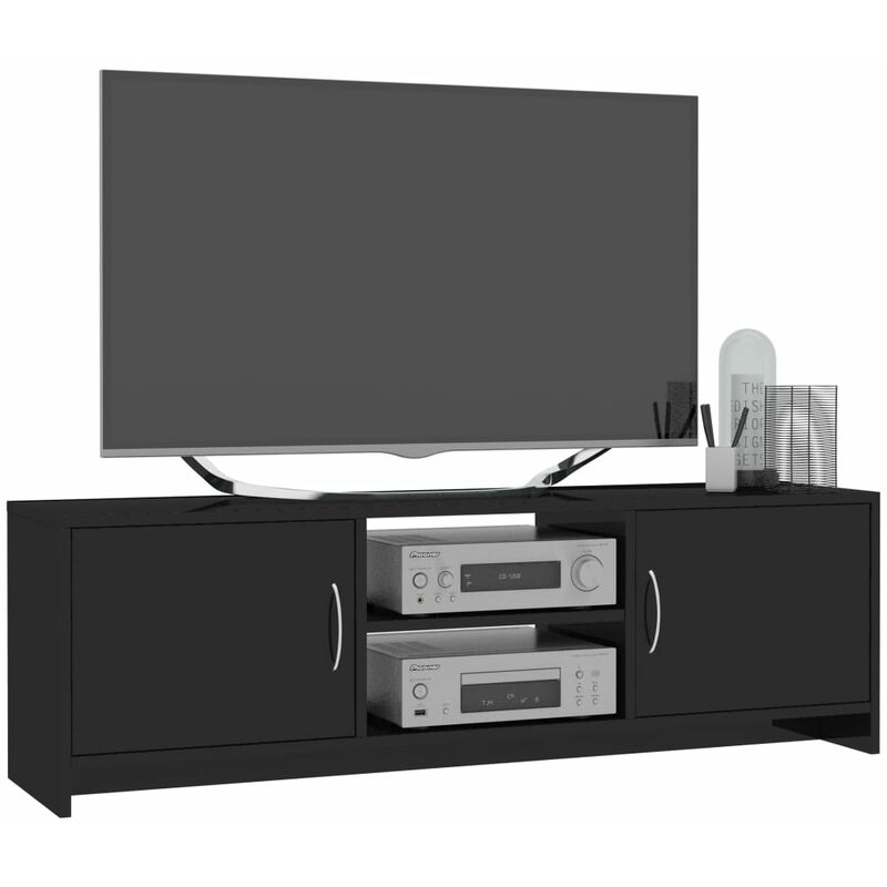 

Mueble de TV de aglomerado negro brillante 120x30x37,5 cm