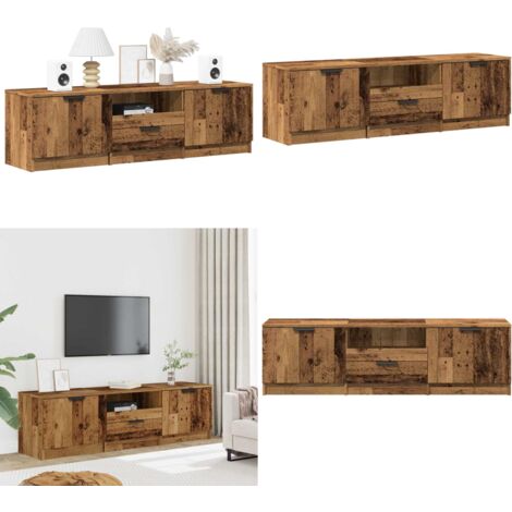 Mueble de TV de madera antigua 140x35x40 cm Madera ingeniería - Madera envejecida - Almacenamiento