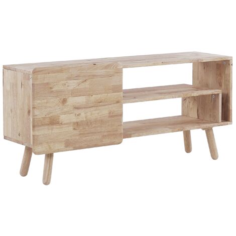 Mueble de TV de madera de caucho clara 1 puerta 2 estantes almacenaje retro escandinavo sala de estar Westfield - Madera clara