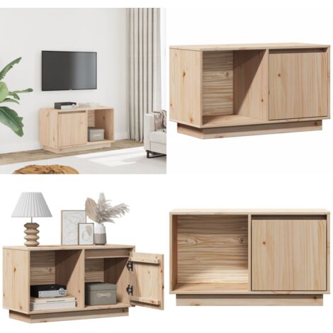 Mueble de TV de madera maciza de pino 74x35x44 cm - Madera maciza - Pino