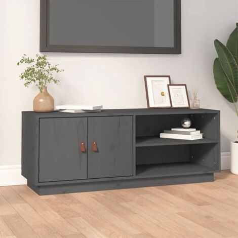Mueble de TV de madera maciza de pino gris 105x34x40 cm vidaXL