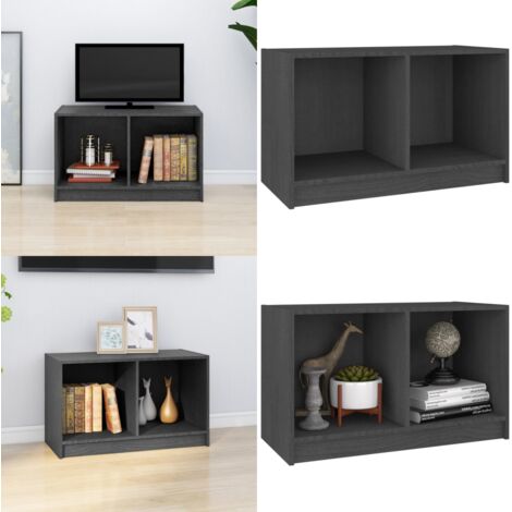 Mueble de TV de madera maciza de pino gris 70x33x42 cm - Mueble de madera - Mueble de pino