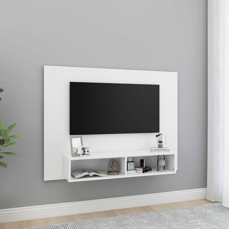 

Mueble de TV de pared aglomerado blanco 120x23,5x90 cm