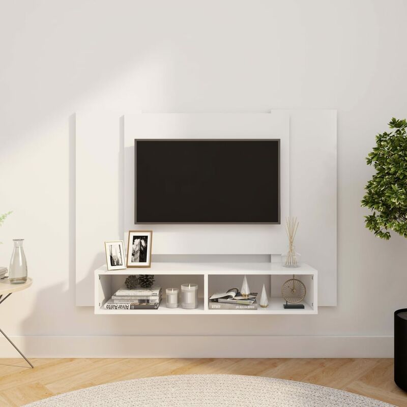 

Mueble de TV de pared aglomerado blanco 120x23,5x90 cm