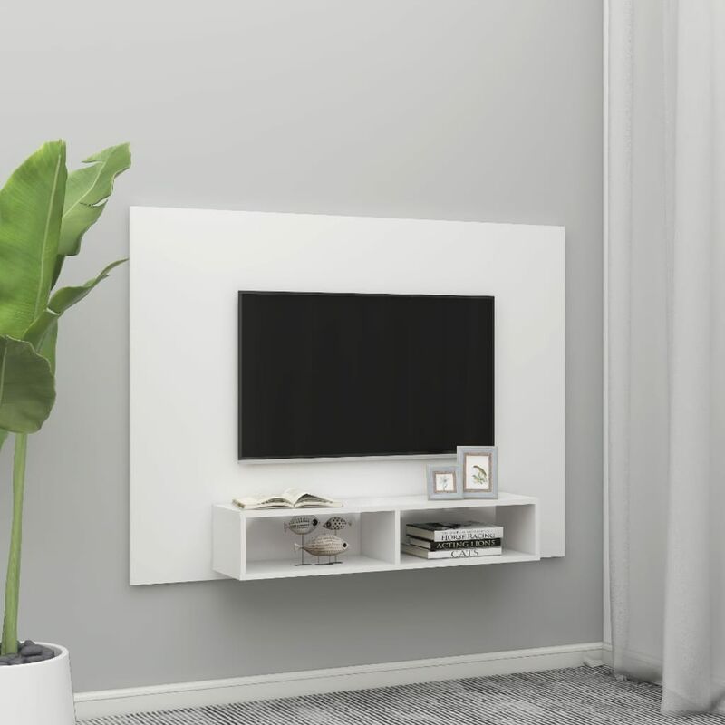 

Mueble de TV de pared aglomerado blanco 135x23,5x90 cm