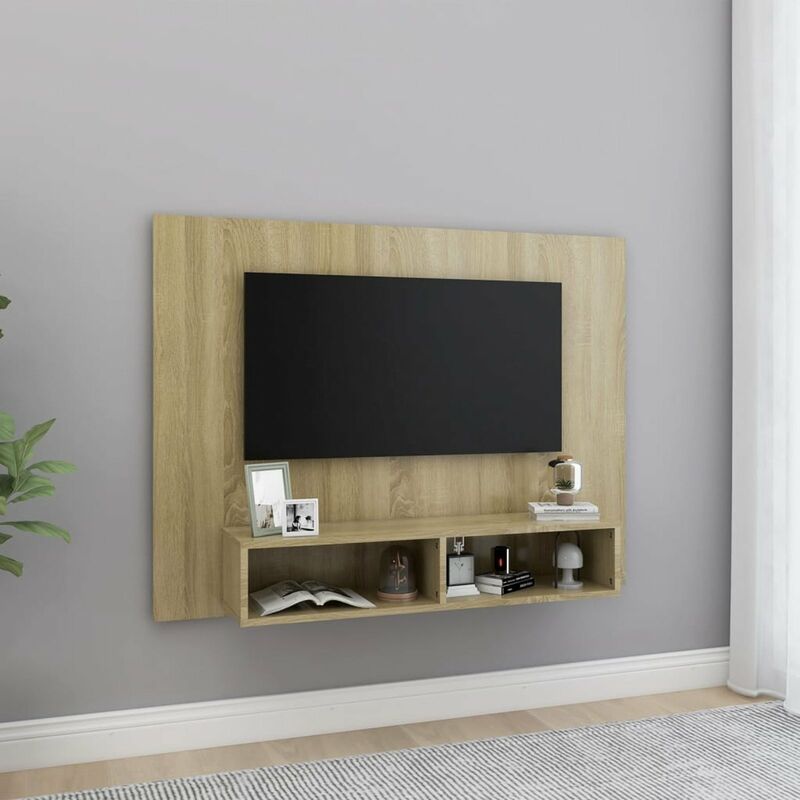 

Happyshopping - Mueble de TV de pared aglomerado color roble 120x23,5x90 cm