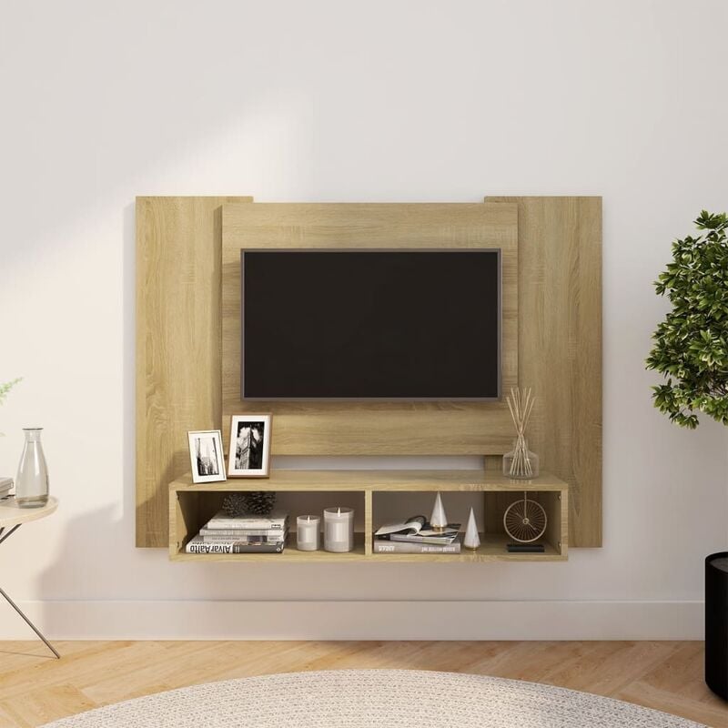 

Mueble de TV de pared aglomerado color roble 120x23,5x90 cm