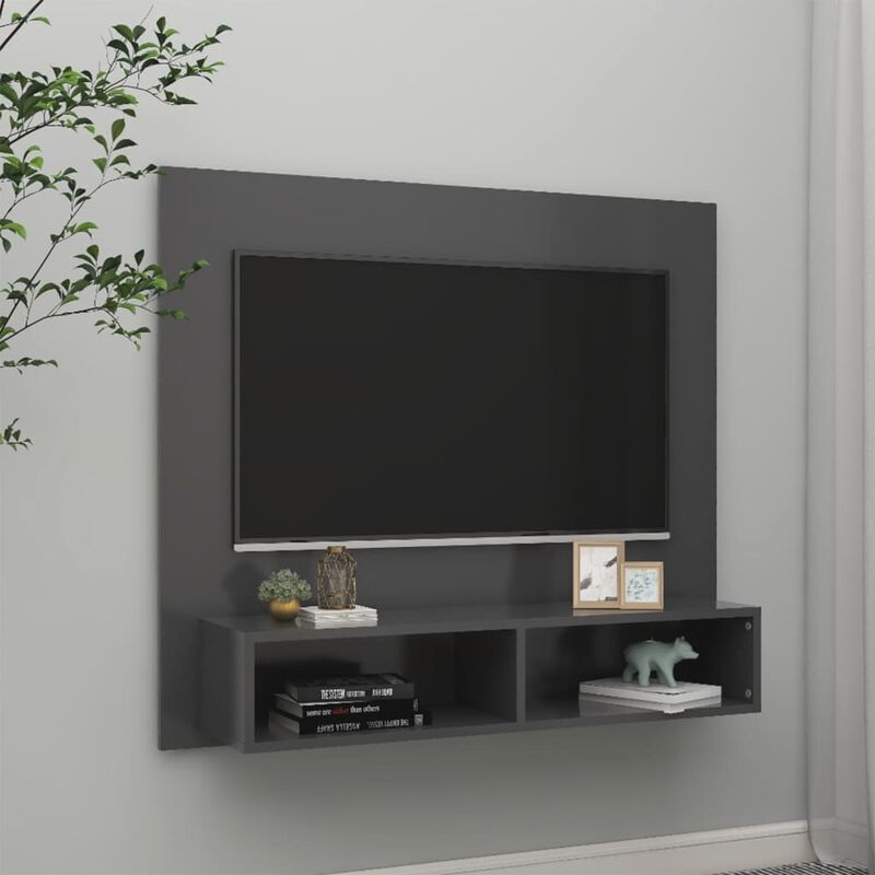 

Mueble de TV de pared aglomerado gris 102x23,5x90 cm