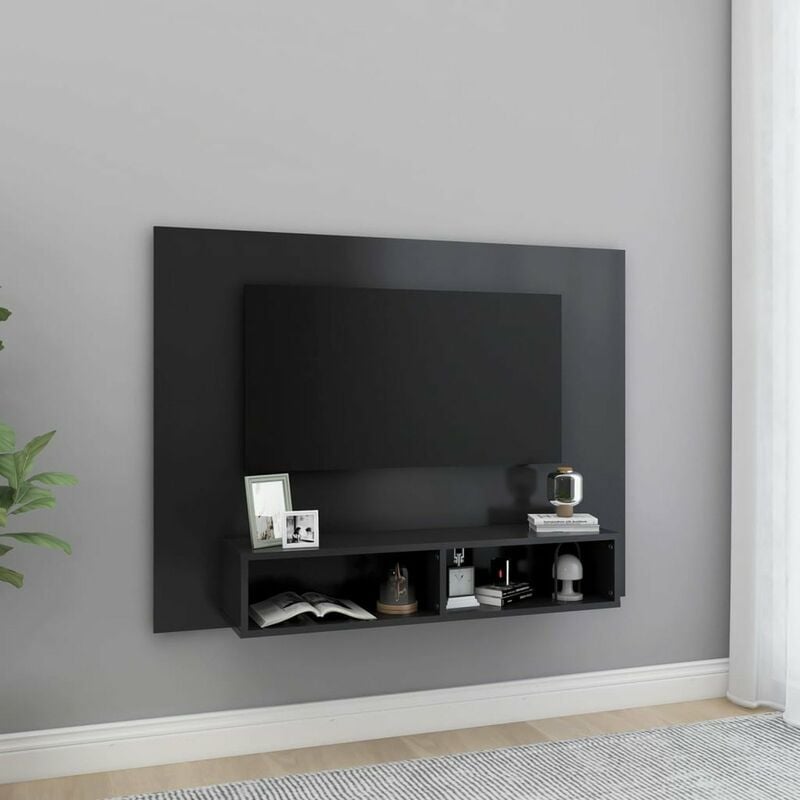 

Happyshopping - Mueble de TV de pared aglomerado gris 120x23,5x90 cm