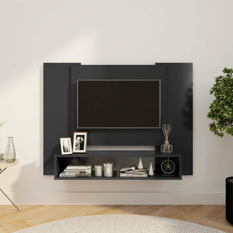 

Happyshopping - Mueble de TV de pared aglomerado gris 120x23,5x90 cm