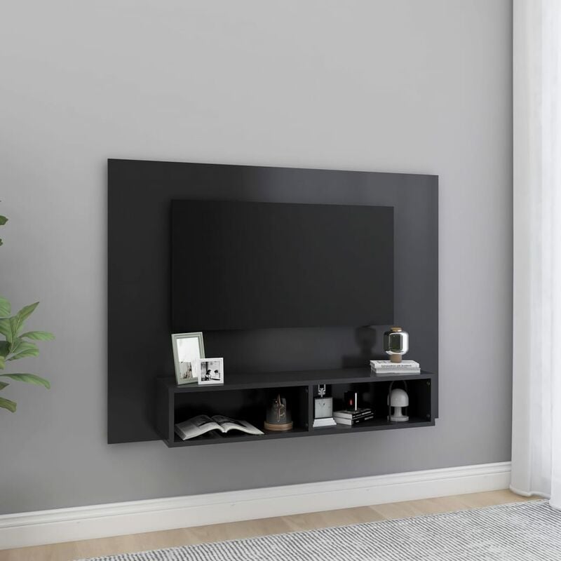 

Mueble de TV de pared aglomerado gris 120x23,5x90 cm