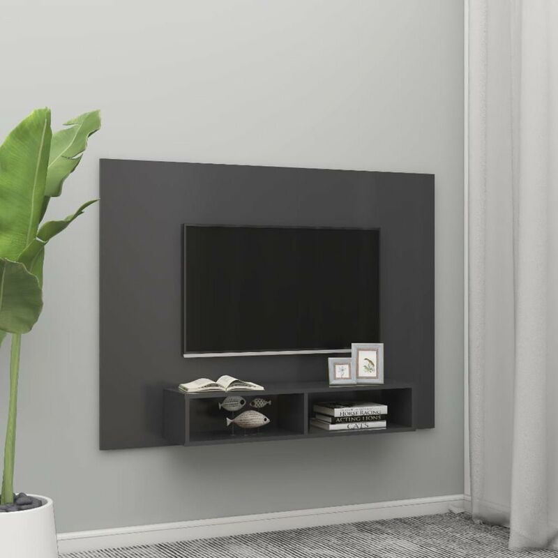 

Happyshopping - Mueble de TV de pared aglomerado gris 135x23,5x90 cm