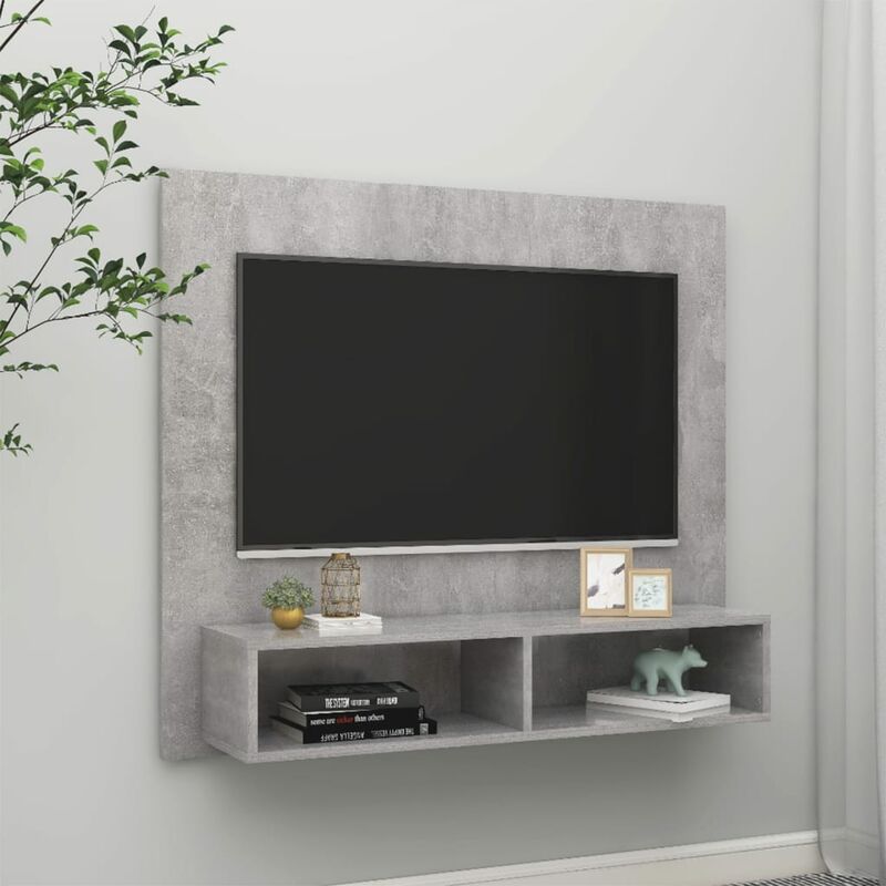 

Mueble de TV de pared aglomerado gris hormigón 102x23,5x90 cm