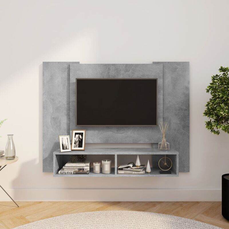 

Mueble de TV de pared aglomerado gris hormigón 120x23,5x90 cm