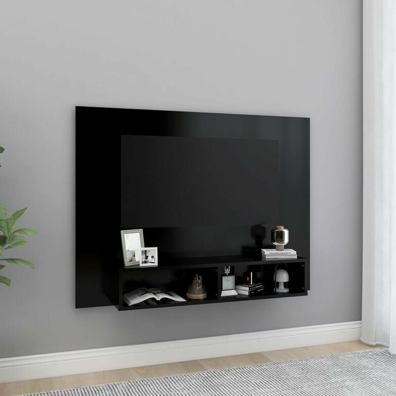 

Happyshopping - Mueble de TV de pared aglomerado negro 120x23,5x90 cm
