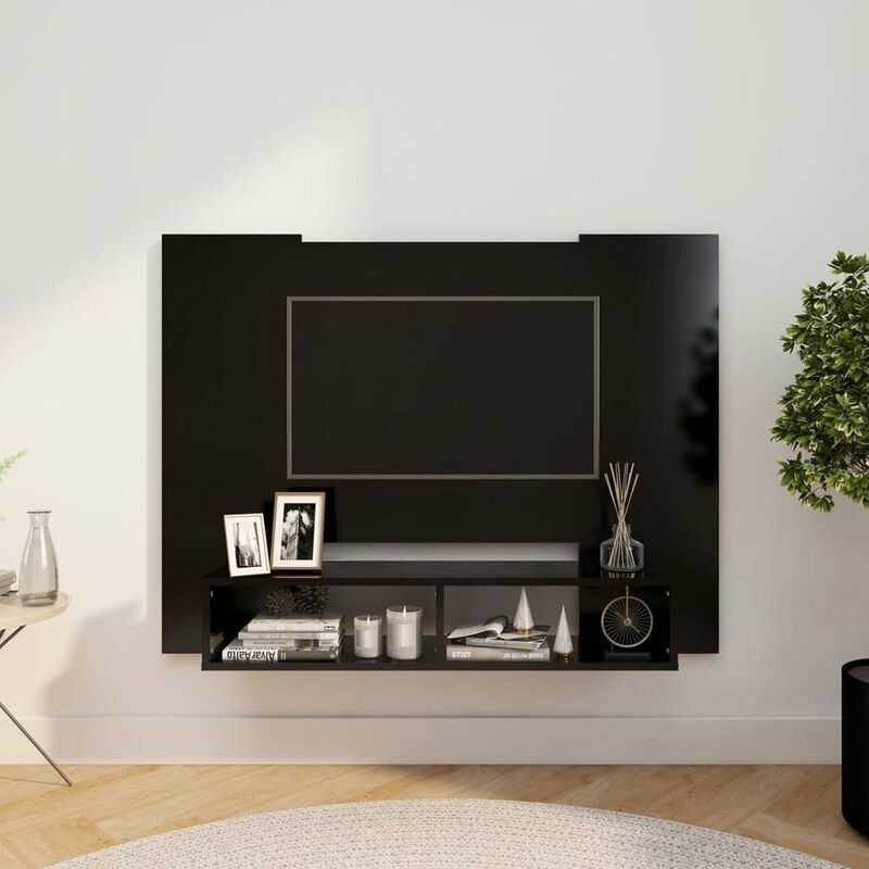 

Happyshopping - Mueble de TV de pared aglomerado negro 120x23,5x90 cm