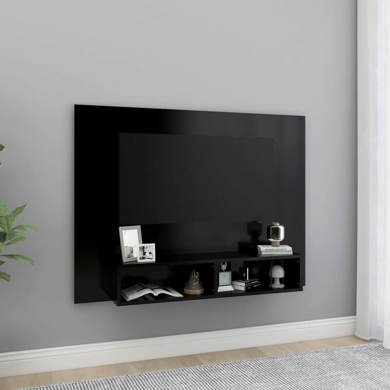 

Mueble de TV de pared aglomerado negro 120x23,5x90 cm