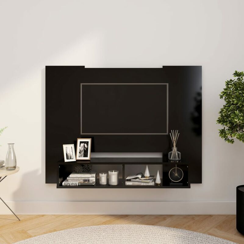 

Mueble de TV de pared aglomerado negro 120x23,5x90 cm