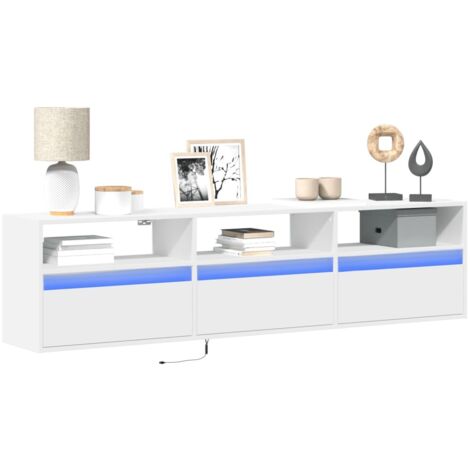 Mueble de TV de pared con LED blanco 180x31x45 cm vidaXL