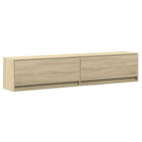 Mueble de TV de pared con LED roble Sonoma 180x31x38 cm vidaXL