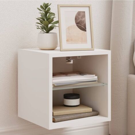 Mueble de TV de pared con luces LED 30x28,5x30 cm