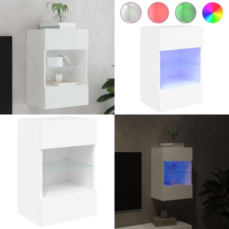 Mueble de TV de pared con luces LED blanco 40x30x60,5 cm - Luces LED RGB - Mueble de TV con luz