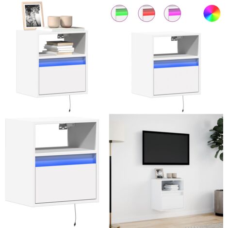 Mueble de TV de pared con luces LED blanco 41x31x45 cm - Armario de TV - Luz LED