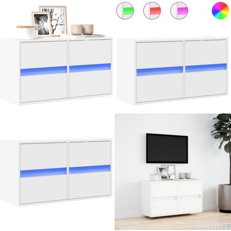 Mueble de TV de pared con luces LED blanco 80x31x45 cm - Luz LED - Almacenamiento