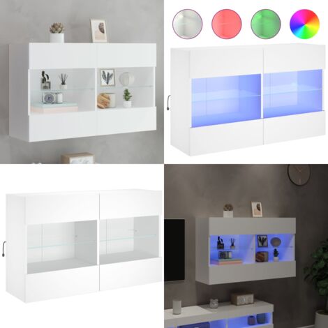 Mueble de TV de pared con luces LED blanco 98,5x30x60,5 cm - TV - Luces LED