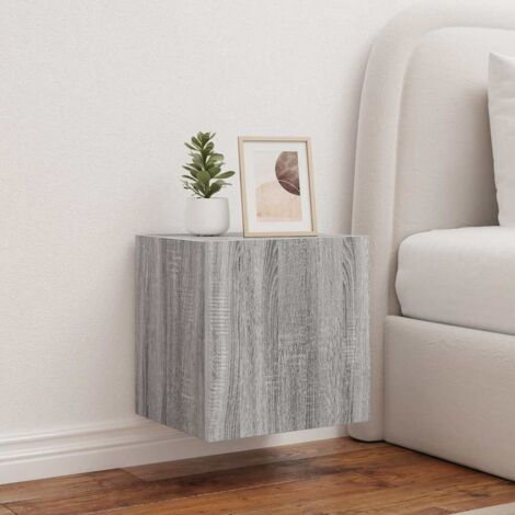 Mueble de TV de pared con luces LED gris 40,5x35x40 cm