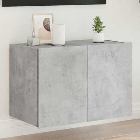 Mueble de TV de pared con luces LED gris hormigón 60x35x41 cm