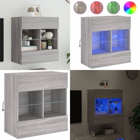 Mueble de TV de pared con luces LED gris Sonoma 58,5x30x60,5 cm - Luz LED RGB - Mueble de TV con luz