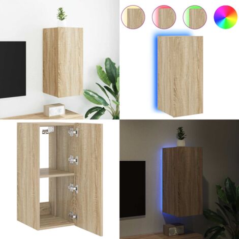 Mueble de TV de pared con luces LED roble Sonoma 30,5x35x70 cm - TV - Luces LED