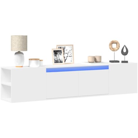 Mueble de TV de pared con luz LED blanco 180x31x39,5 cm vidaXL