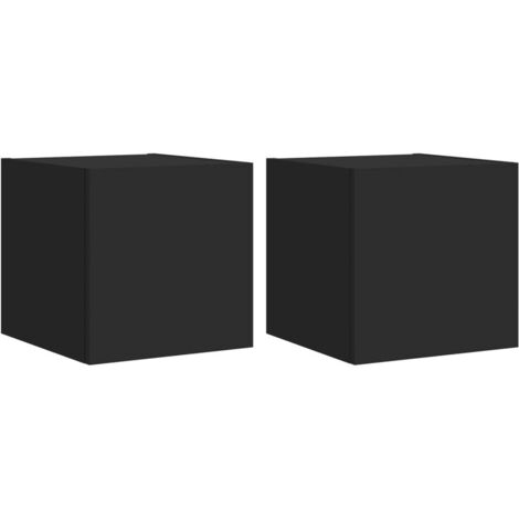 Mueble de TV de pared estante multimedia aparador de televisión TV comedor salón dormitorio con luces LED 2 piezas 30,5 x 35 x 30 cm negro 020029096