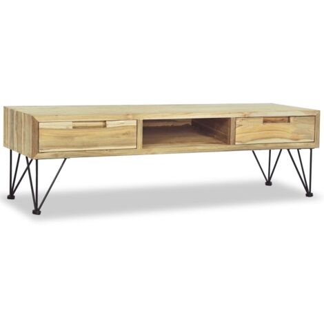Mueble de TV de teca maciza 120x35x35 cm