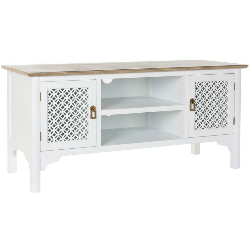 

Mueble de tv dkd home decor blanco abeto marrón claro (120 x 45 x 57 cm) Rogal