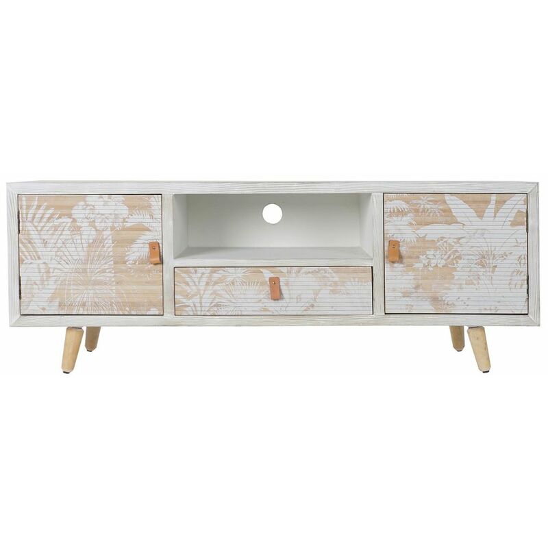 

Mueble de tv dkd home decor blanco madera bambú (140 x 40 x 51 cm) - Rogal