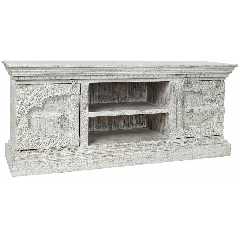

Mueble de TV DKD Home Decor Blanco Metal Madera de mango (160 x 40 x 65 cm)