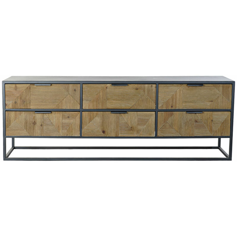 

Mueble de TV DKD Home Decor Negro Metal Abeto Marrón claro (146 x 39 x 51 cm)