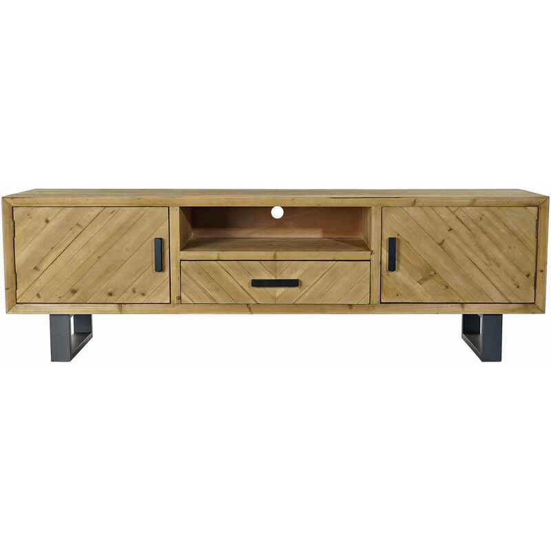 

Mueble de TV DKD Home Decor Negro Metal Abeto Marrón claro (160 x 40 x 50 cm)